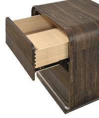 Mid-century Flair Rounded Edges 1pc Nightstand Warm Wood Finish Two Drawer Storage Wooden Bedroom Furniture