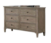 Transitional Style Wire-Brushed Warm Gray 1pc Dresser Round Pull Knobs Wood Grain Texture Bedroom Furniture