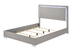 Contemporary Light Taupe 1pc Queen Size Bed w LED Headboard UV Finish Bedframe Bedroom Furniture