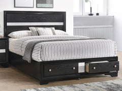 1pc Queen Platform Bed Storage Drawers Shimmering Silver Accent Black Silver Finish Solid Wood