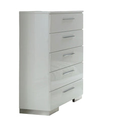 Modern contemporary Style 1pc Chest High Gloss Coating Five Drawers White Finish