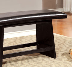 Modern Contemporary Style 1pc Counter Height Bench Leather Padded Seat Black Finish