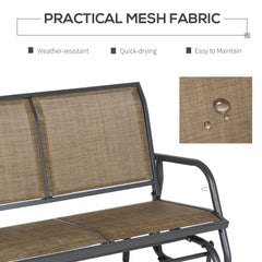 Outsunny 2-Person Outdoor Glider Bench, Patio Double Swing Rocking Chair Loveseat w/Powder Coated Steel Frame for Backyard Garden Porch, Light Mixed Brown