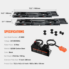 Car Lift, 25.6" Max. Height, 5,000 LBS Capacity Portable Car Lift, with Extended-Length Plates, Heavy-duty Carbon Steel Truck Lift with 120V Power Unit, Auto Car Jack Lifts for Home Garage Shop