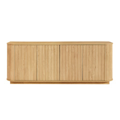 Sideboard Storage Cabinet TV Stand with wave pattern Buffet Cabinet Wooden Vertical Striped Cabinet for Kitchen/Bedroom/Entryway. Natural, 64''W x 15''D x 24''H.
