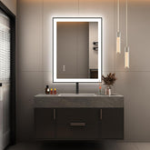 LED Bathroom Mirror 28 x 20 Inches with Front and Backlit,Anti-Fog,3 Colors and Dimmable Light,Tempered Glass