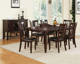 Modern Espresso Dining Table w Butterfly Leaf and 6x Side Chairs 7pc Dining Set Rubberwood Kitchen Dining Room Furniutre