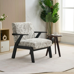 Mid-Century Modern Lounge Armchair -Seat Cushion - for Living Room, Study(Beige+Grey)