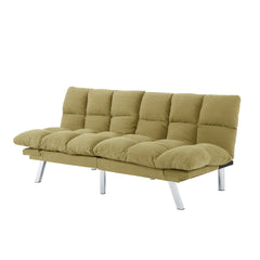 Multifuctional Sofa Bed, Foldable 2-Seater Sofa, Corduroy Fabric, Suitable for Living Rooms & Apartments (Yellow)