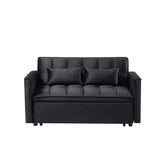 Modern 2-Seater Sofa, 54" Pull-Out Sleeper Sofa Bed for Living Room, Black