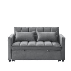 Modern 2-Seater Sofa, 54" Pull-Out Sleeper Sofa Bed for Living Room, Dark Gray