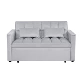 Modern 2-Seater Sofa, 54" Pull-Out Sleeper Sofa Bed for Living Room, Light Grey