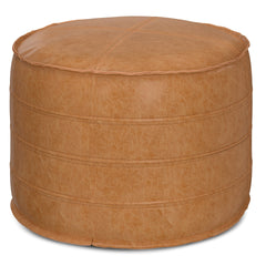Brody - 20" Round Pouf - Distressed Brown
