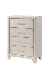 1pc Contemporary Four-Drawers Chest Bed Side Cabinet Wooden Furniture White/Beige Color
