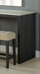 Two-Tone Design Transitional Black 3pc Dining Set Table 2x Stools Tufted Beige Seats Dining Room