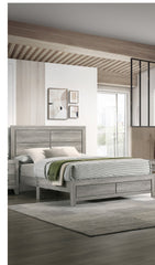 1pc Full Size Rustic Robust Platform Bed Clean-lined Headboard Wood Grain Finish Gray