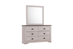 1pc Contemporary Six Drawers Dresser Bed Side Cabinet Wooden Furniture Rustic Chalk Gray Color