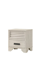 1pc Contemporary 2-Drawer Louvered Design Nightstand Finger Pull Hardware Bedroom Wooden Furniture Beige Finish