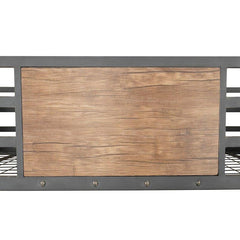 Industrial Style Metal Structure Bunk Bed Full Over Full With Wood Panels Attached Ladder Nialhead Trim Back Finish