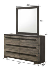 1pc Six Drawers Dresser Gray Ebony Finish Wooden Storage Bedroom Furniture