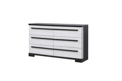 1pc Six Drawers Dresser Cream Ebony Finish Wooden Storage Bedroom Furniture