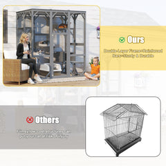 Outdoor Cat Enclosure, 71" Large Cat House for Multiple Cats with Waterproof Roof, 3 Tier Cat Cage with 6 Platform for Patio, Yard, Graden