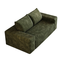 63" 2Setaser Sofa,Corduroy Fabric,Deep Seat Couches,Comfy Loveseat Sofa,No Assembly,1pcs for Living room, Bedroom,Conference room ,Apartment,Green