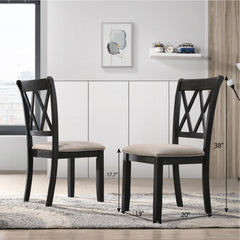 indvale Cross-Buck Wood 5-Piece Dining Set in Black