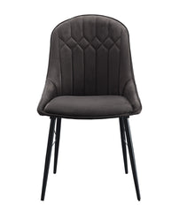Abraham Dark Gray Fabric & Black Finish Side Chair (Set of 2)