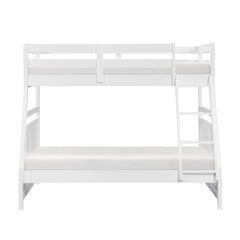 Bunk Bed Twin Over Full White Finish Sturdy Wood Frame Guard Rails Youth Bedroom Furniture 1pc