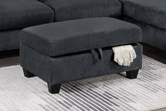 Contemporary Style 3pc Sectional Set Right Arm Chaise Left Arm Sofa w/ USB Port Storage Ottoman Throw Pillow Wooden Legs Black Finish Primary Living Room