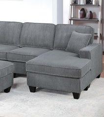 LAF Loveseat With USB Port Modern style 5pc Sectional Set Corner Wedge Armless Chair Cocktail Ottoman RAF Loveseat With Storage Fog Finish Primary Living Room