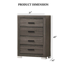 Modern Transitional Style 1pc Wooden Chest Bar Handle Gray Finish Bedroom Furniture