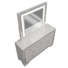 Contemporary Style 1pc Dresser Diamond Shaped Knob Handles Cream Finish Bedroom Furniture