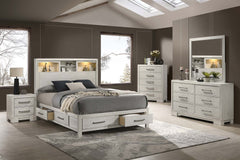 Modern Farmhouse Style 1pc Nightstand Square Legs Sleek Handles Antique White Finish Bedroom Furniture