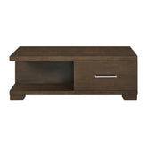 Modern Design Cocktail Table Espresso Finish Dovetail Drawer Shelf Contemporary Living Room Wooden Furniture 1pc Coffee Table
