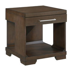 Modern Design End Table Espresso Finish Dovetail Drawer Open Shelf Contemporary Living Room Wooden Furniture 1pc