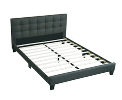 Modern 1pc California king Size Bed Charcoal Polyfiber Tufted Headboard Platform Bedframe Bedroom Furniture