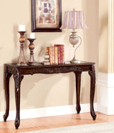 Transitional Style 1pc Sofa Table With Cabriole Legs Intricate Design Cherry Finish