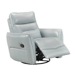 1pc Recliner Chair with Swivel Motion Luxurious Comfort Leather Upholstered Solid Wood Living Room Furniture, Aqua
