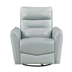 1pc Recliner Chair with Swivel Motion Luxurious Comfort Leather Upholstered Solid Wood Living Room Furniture, Aqua