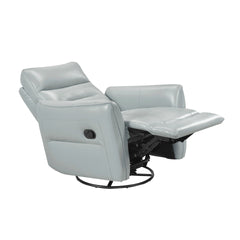 1pc Recliner Chair with Swivel Motion Luxurious Comfort Leather Upholstered Solid Wood Living Room Furniture, Aqua