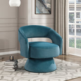 Modern Luxury Swivel Accent Chair 1pc Dark Teal Velvet Upholstery Solid Wood Stylish Home Furniture