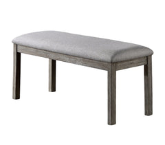 Gray Color Dining Bench Padded Seat 1pc Bench Kitchen Dining Room Wire-Brushed Finish