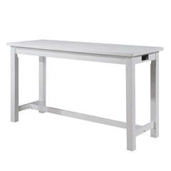 4pc Counter Height Dining Set White Finish Counter Height Table w Drawer Built-in USB Ports Power Outlets and 3 Stools Casual Dining Furniture