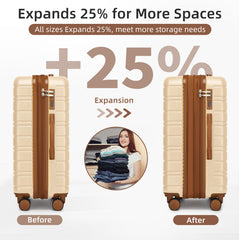 Luggage Sets 5 Piece with Duffel Bags, Hardside Expandable Suitcases with Spinner Wheels, Cream