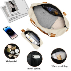 Luggage Sets 5 Piece with Duffel Bags, Hardside Expandable Suitcases with Spinner Wheels, Cream