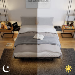 Full Size Bed Frame, Heavy Duty Metal Bed Frame , Quick & Easy Assembly, LED light , No Noise, Black