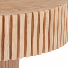31.49'' Round Wood Coffee Table for Living Room, Modern Handcraft Drum Coffee Table, Circle Wooden Coffee Table for Small Space Apartment ASH.(Same Sku:W876P243948)