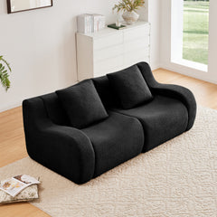 Soft Teddy Fabric Boneless Sofa,No Assembly Required Streamlined Design,Anti-Slip Design 32D High Density Sponge Fits Living Rooms Bedrooms,Black